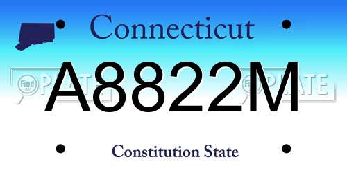 A8822M Connecticut License Plate