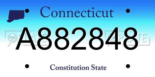 A882848 Connecticut License Plate