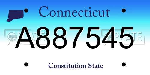 A887545 Connecticut License Plate