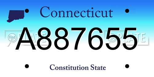 A887655 Connecticut License Plate