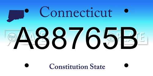 A88765B Connecticut License Plate