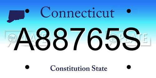 A88765S Connecticut License Plate