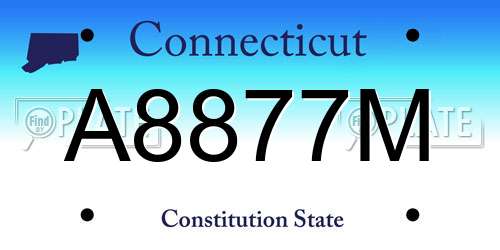 A8877M Connecticut License Plate