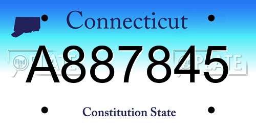 A887845 Connecticut License Plate