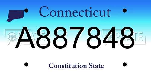 A887848 Connecticut License Plate