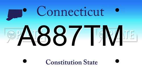 A887TM Connecticut License Plate