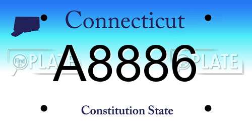 A8886 Connecticut License Plate