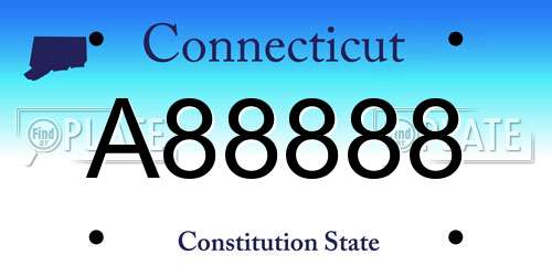 A88888 Connecticut License Plate