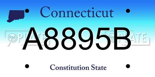 A8895B Connecticut License Plate