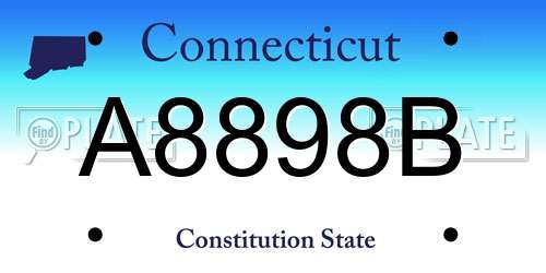 A8898B Connecticut License Plate