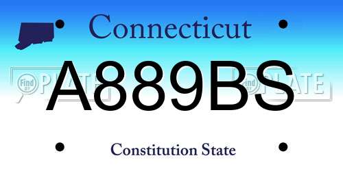 A889BS Connecticut License Plate