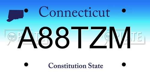 A88TZM Connecticut License Plate