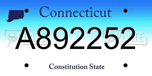 A892252 Connecticut License Plate