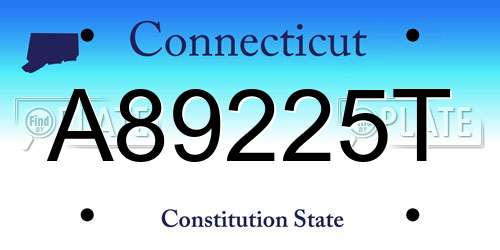 A89225T Connecticut License Plate