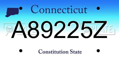 A89225Z Connecticut License Plate