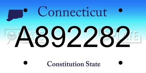 A892282 Connecticut License Plate