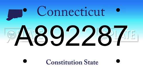 A892287 Connecticut License Plate