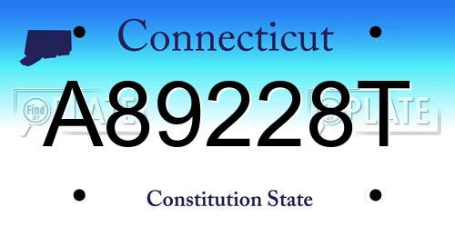 A89228T Connecticut License Plate