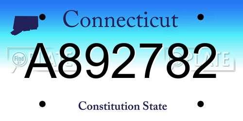 A892782 Connecticut License Plate