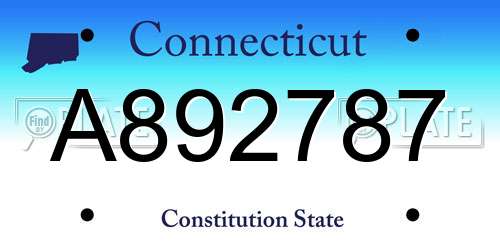 A892787 Connecticut License Plate