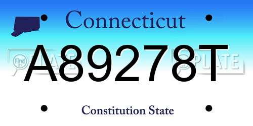 A89278T Connecticut License Plate