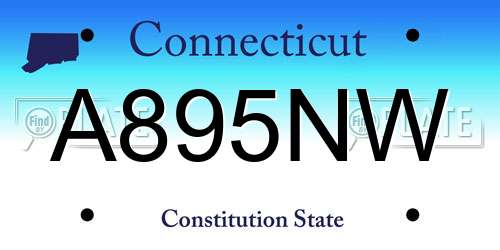 A895NW Connecticut License Plate