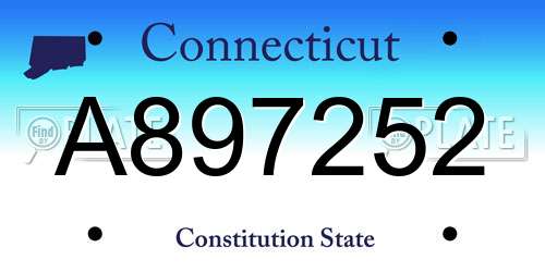 A897252 Connecticut License Plate