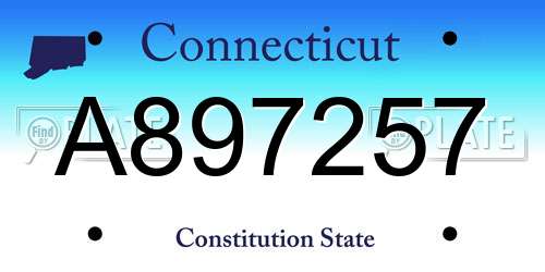 A897257 Connecticut License Plate