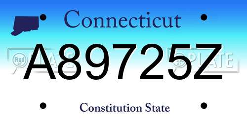 A89725Z Connecticut License Plate