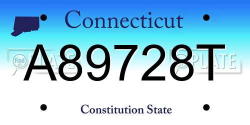 A89728T Connecticut License Plate