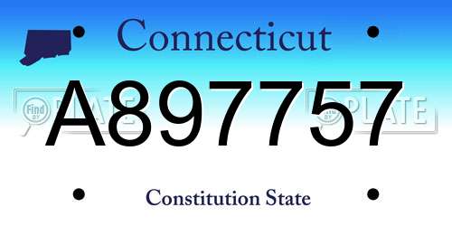 A897757 Connecticut License Plate
