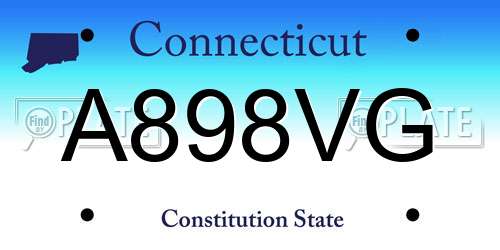 A898VG Connecticut License Plate
