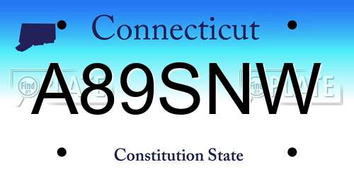 A89SNW Connecticut License Plate