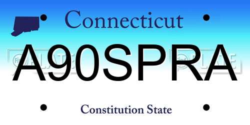 A90SPRA Connecticut License Plate