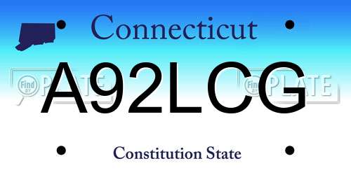 A92LCG Connecticut License Plate