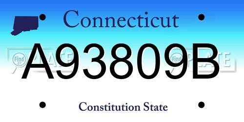 A93809B Connecticut License Plate