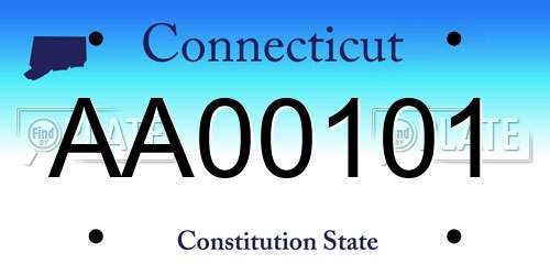 AA00101 Connecticut License Plate
