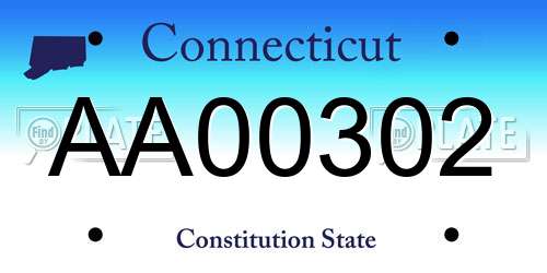 AA00302 Connecticut License Plate