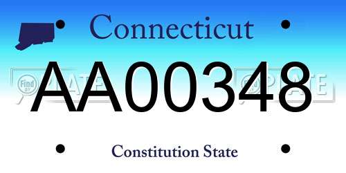 AA00348 Connecticut License Plate
