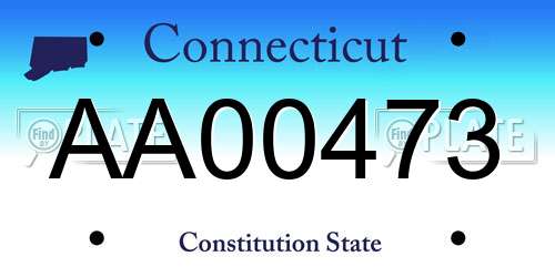 AA00473 Connecticut License Plate