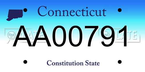 AA00791 Connecticut License Plate