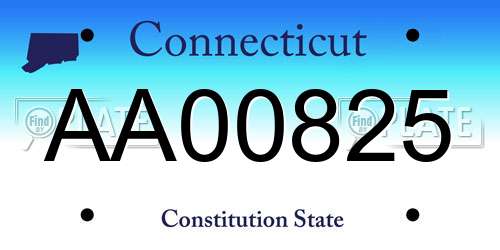 AA00825 Connecticut License Plate