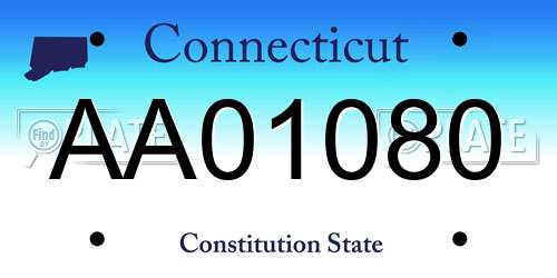 AA01080 Connecticut License Plate
