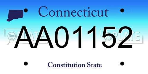 AA01152 Connecticut License Plate