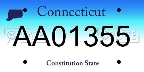 AA01355 Connecticut License Plate