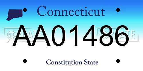 AA01486 Connecticut License Plate