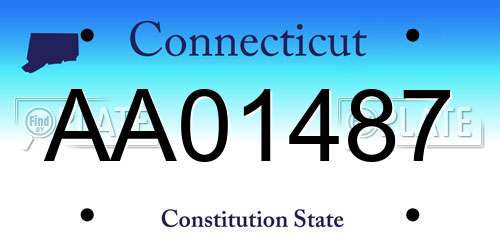 AA01487 Connecticut License Plate