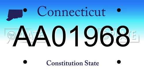AA01968 Connecticut License Plate