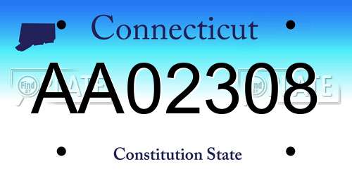 AA02308 Connecticut License Plate
