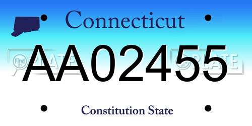 AA02455 Connecticut License Plate